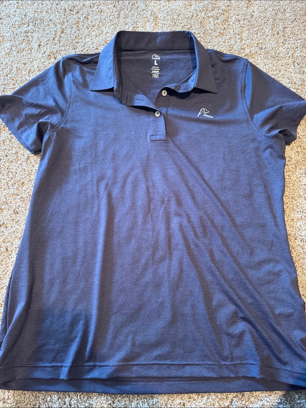 Rhoback Navy Blue Short Sleeve Polo with White Logo